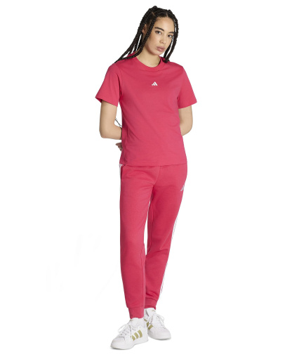 adidas Women's Essentials Three Stripes Fleece Slim Pants - Power Pink/White