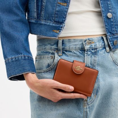 Medium Corner Zip Wallet - Gold/Cinnamon - view 2