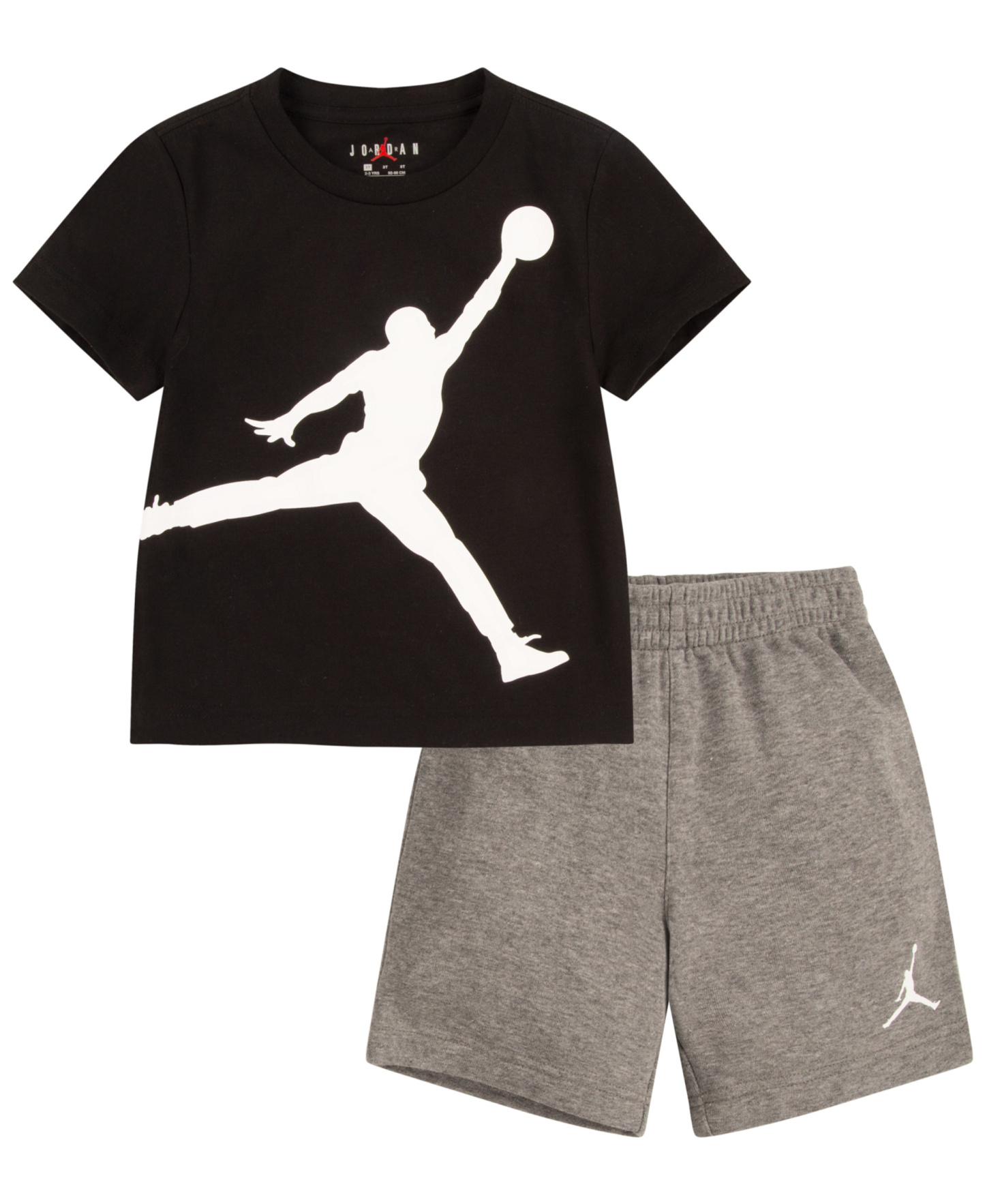 Jordan Boys' 2T-4T Jumbo Jumpman T-Shirt and Shorts, 2-Piece Set - Carbon Heather/Black