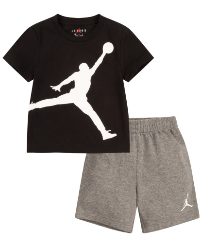 Jordan Boys' 2T-4T Jumbo Jumpman T-Shirt and Shorts, 2-Piece Set - Carbon Heather/Black