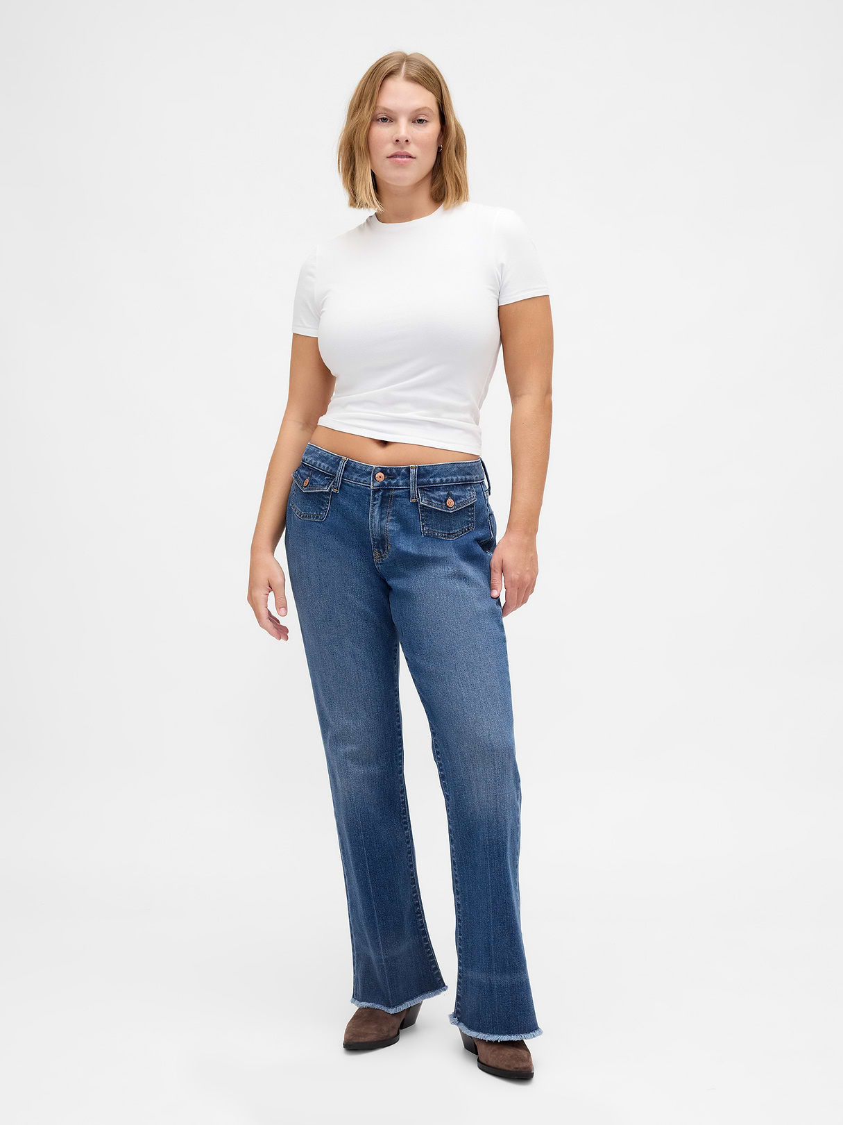 Low Rise Long & Lean Split-Hem Jeans - Medium indigo