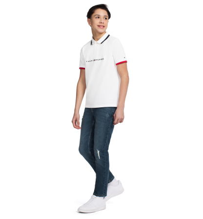 Tommy Hilfiger Boys' 8-20 Tomas Short-Sleeve Tipped Polo Shirt - Fresh White