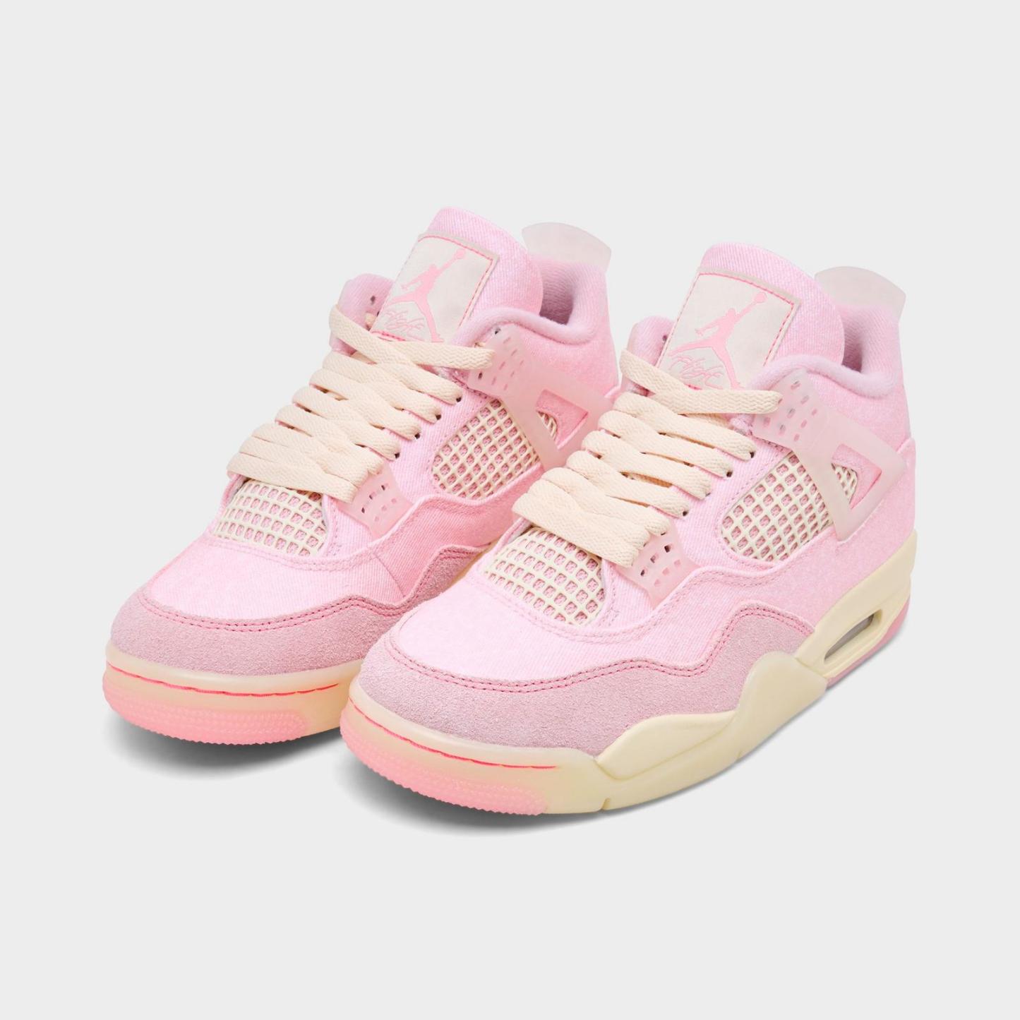 Women's Air Jordan Retro 4 Textile Casual Shoes - Pearl Pink/Iced Carmine/Coconut Milk/Muslin - view 2