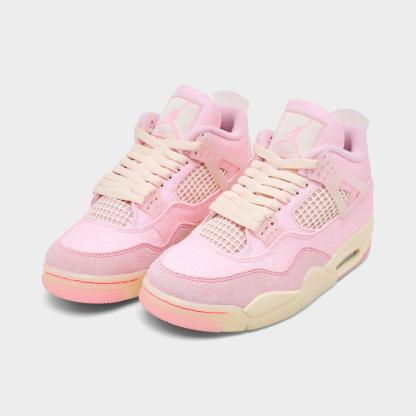 Women's Air Jordan Retro 4 Textile Casual Shoes - Pearl Pink/Iced Carmine/Coconut Milk/Muslin - view 2