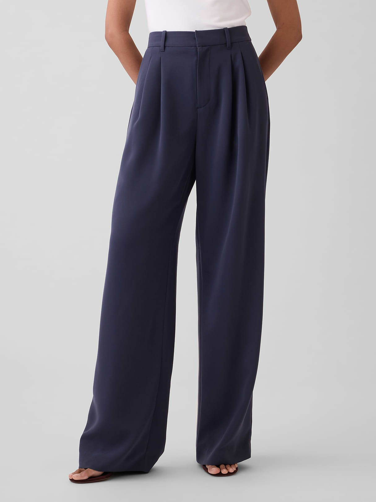 365 High Rise Pleated Trousers - Blue slate
