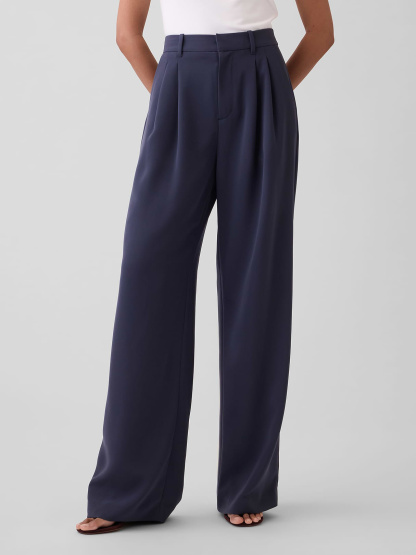 365 High Rise Pleated Trousers - Blue slate