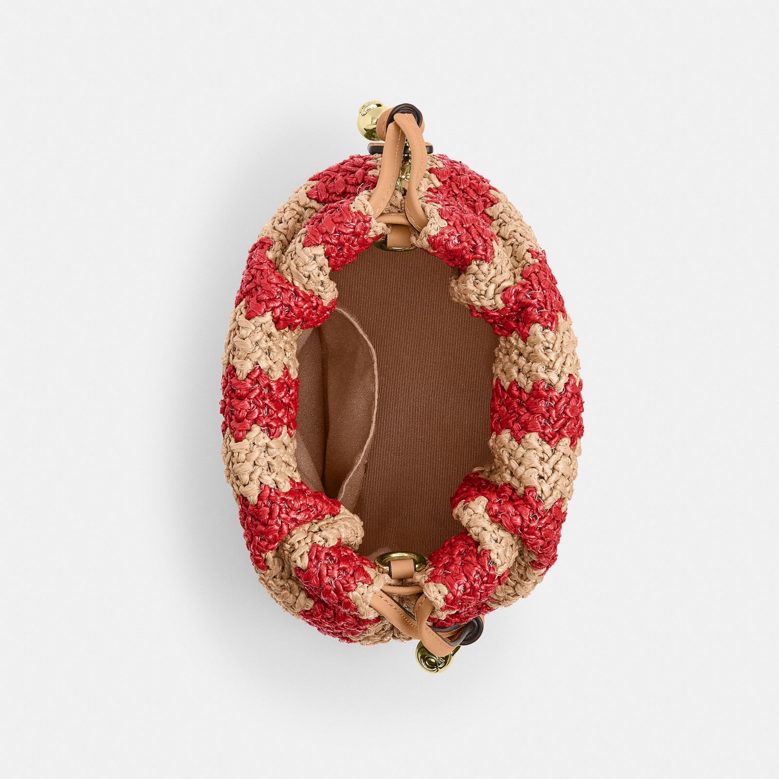 Faye Mini Drawstring Bag With Stripes - Gold/Red/Tan - view 4