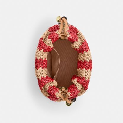 Faye Mini Drawstring Bag With Stripes - Gold/Red/Tan - view 4