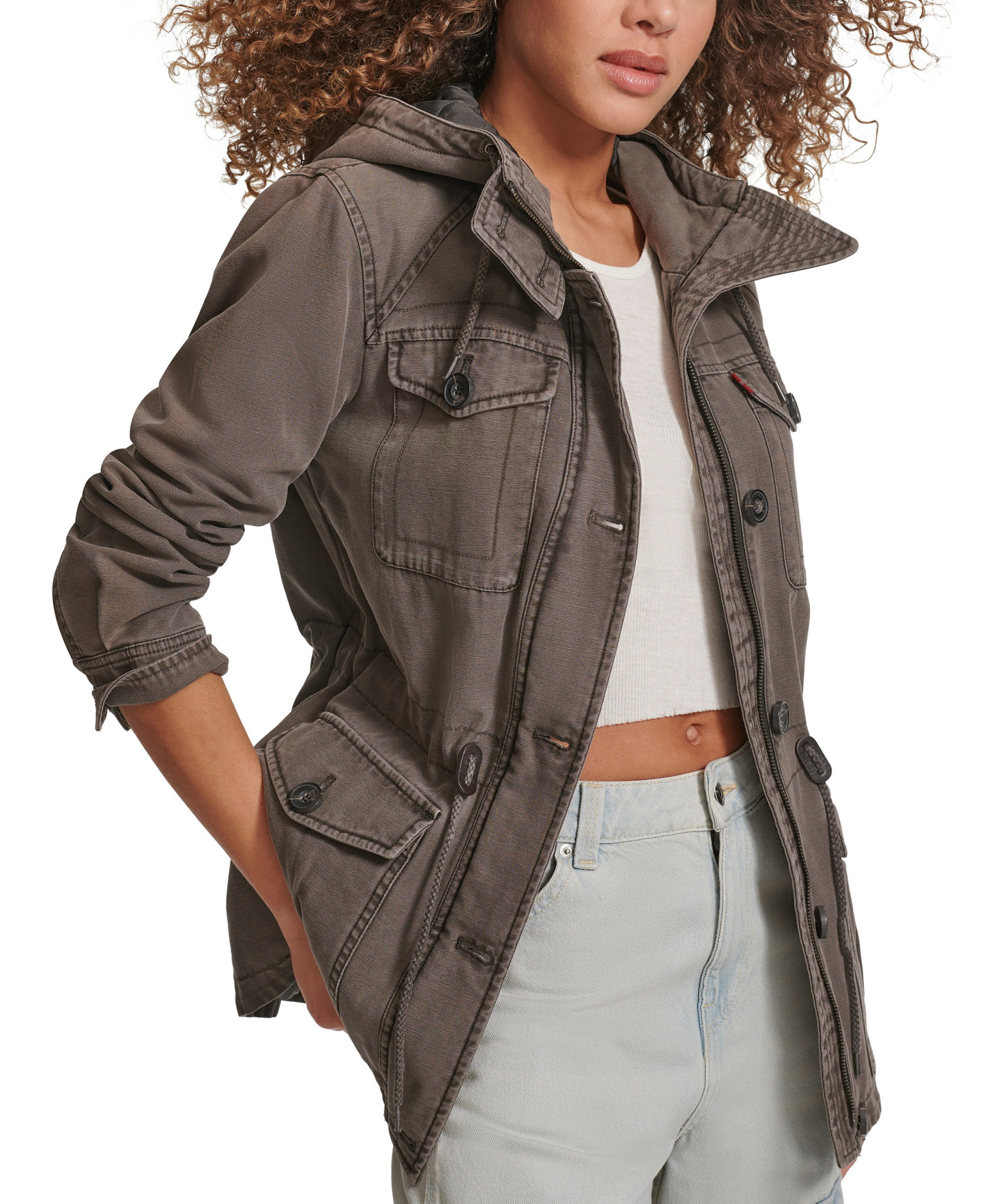Levi's Women's Hooded Military Jacket - Grey