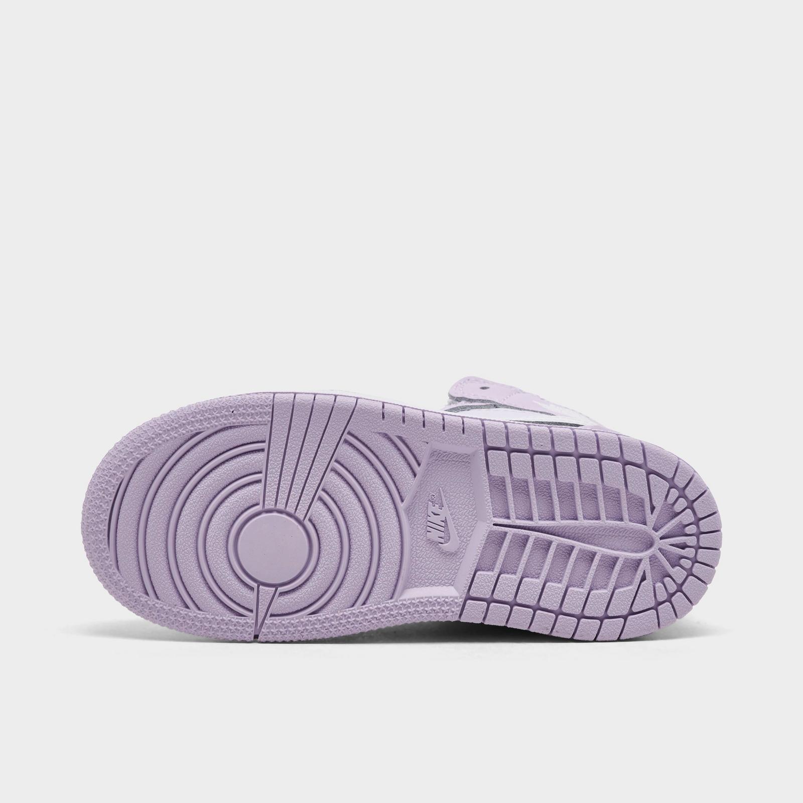 Kids' Toddler Air Jordan Retro 1 Mid Casual Shoes - Violet Mist/Barely Grape/White - view 6