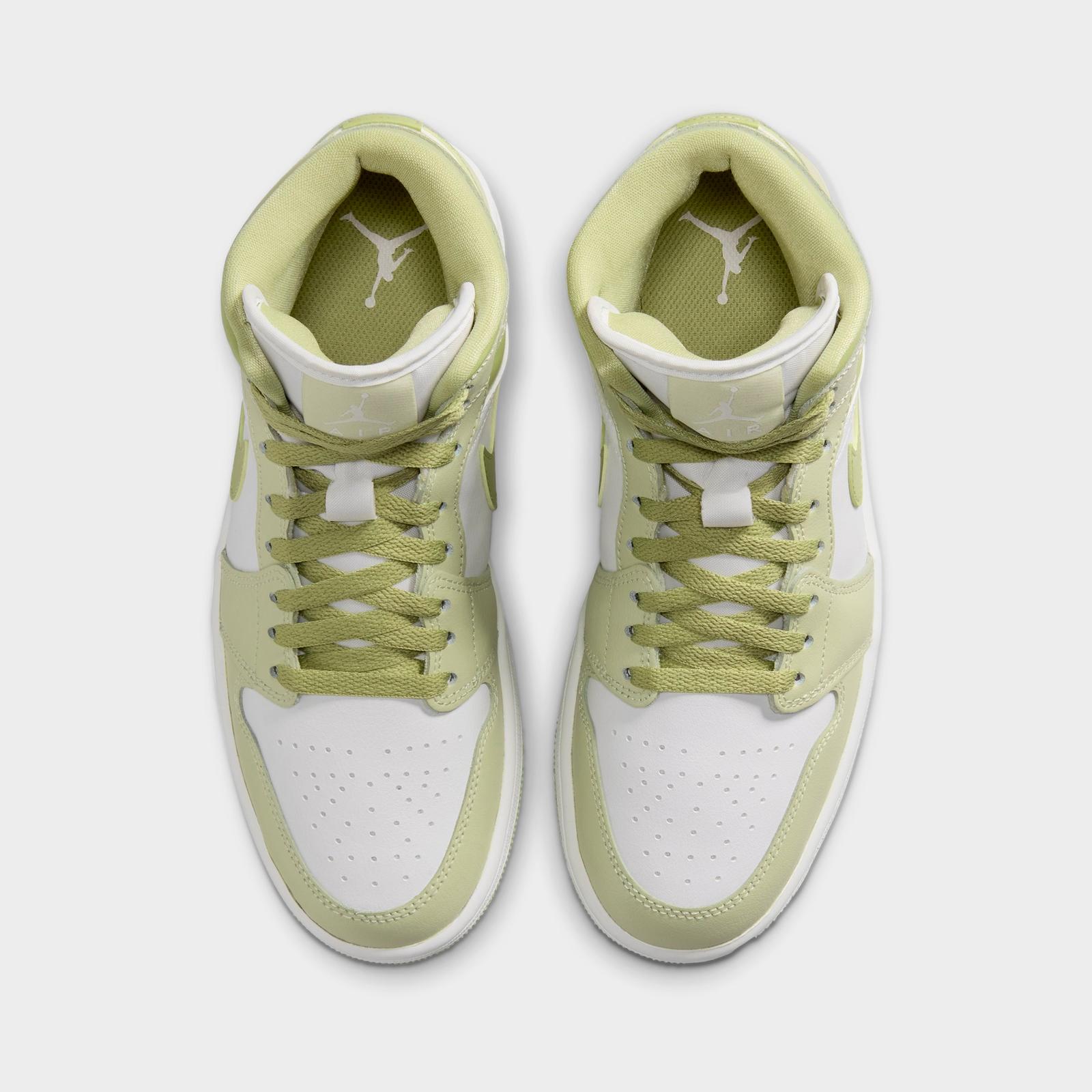 Women's Air Jordan Retro 1 Mid Casual Shoes - Olive Aura/Lawn/Coconut Milk/Sail - view 5