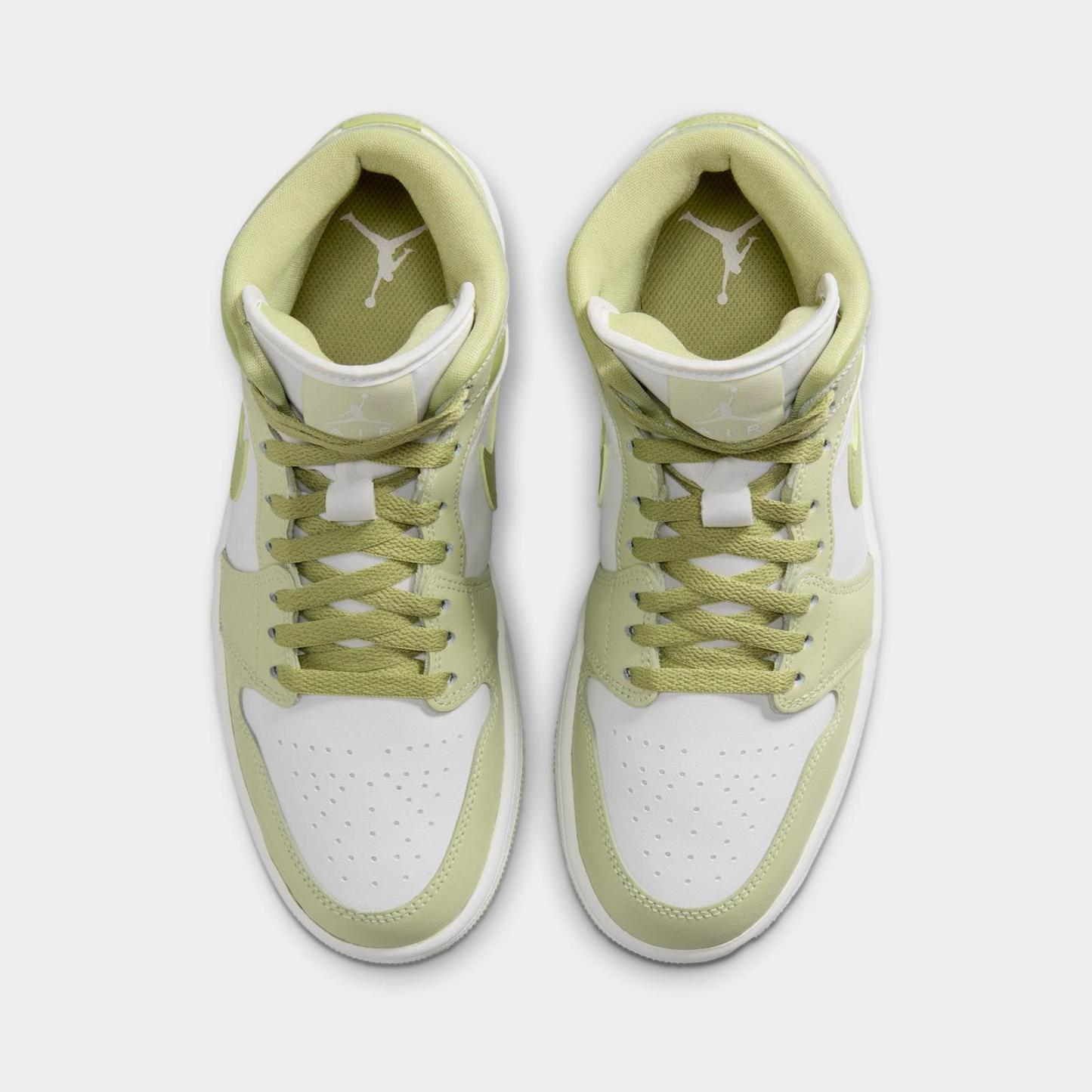 Women's Air Jordan Retro 1 Mid Casual Shoes - Olive Aura/Lawn/Coconut Milk/Sail - view 5
