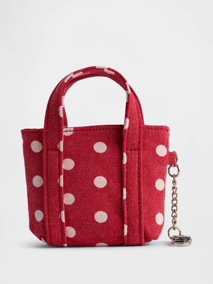 Logo Tote Bag Charm - Red polka dot