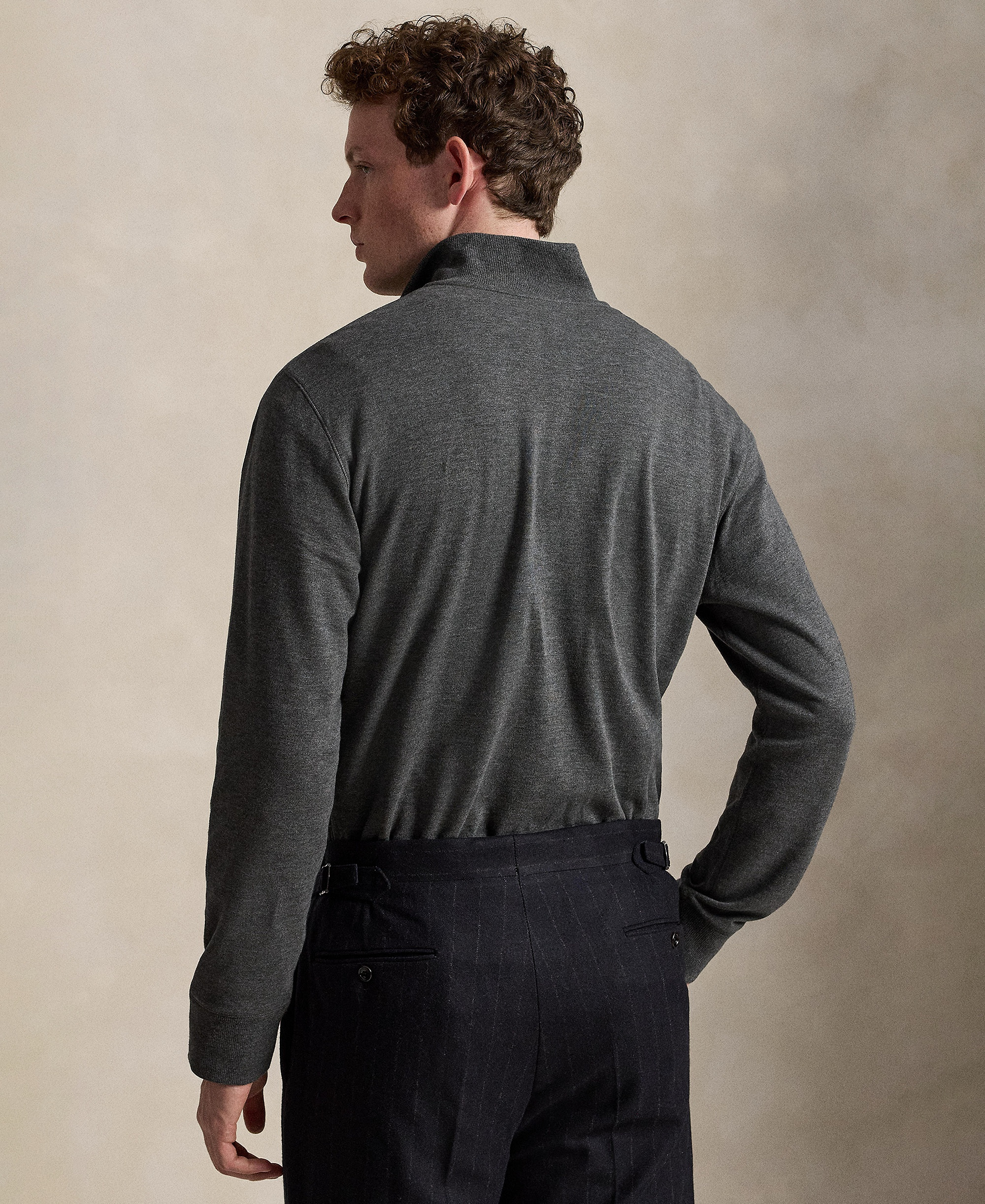 Polo Ralph Lauren Men's Luxury Jersey Quarter-Zip Pullover Sweater - Windsor Heather/C9760