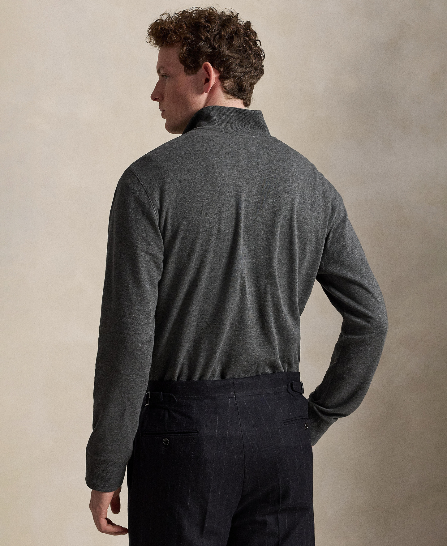 Polo Ralph Lauren Men's Luxury Jersey Quarter-Zip Pullover Sweater - Windsor Heather/C9760