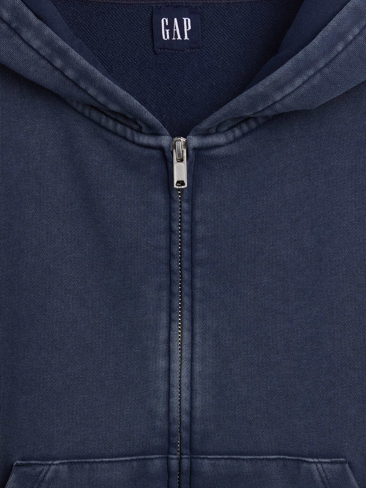 VintageSoft Terry Oversized Wedge Zip Hoodie - Tapestry navy blue wash