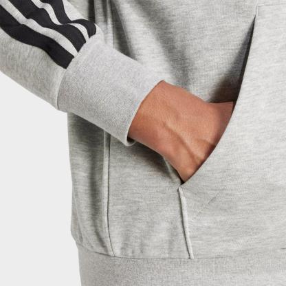 Men's adidas Essentials 3-Stripes Fleece Full-Zip Hoodie - Medium Grey Heather/Black