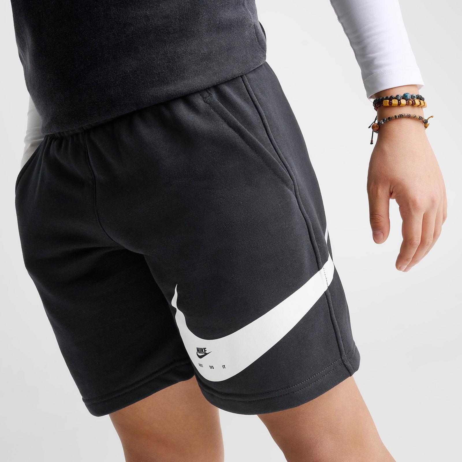 Big Kids' Nike Sportswear Swoosh Club French Terry Shorts - Black/White