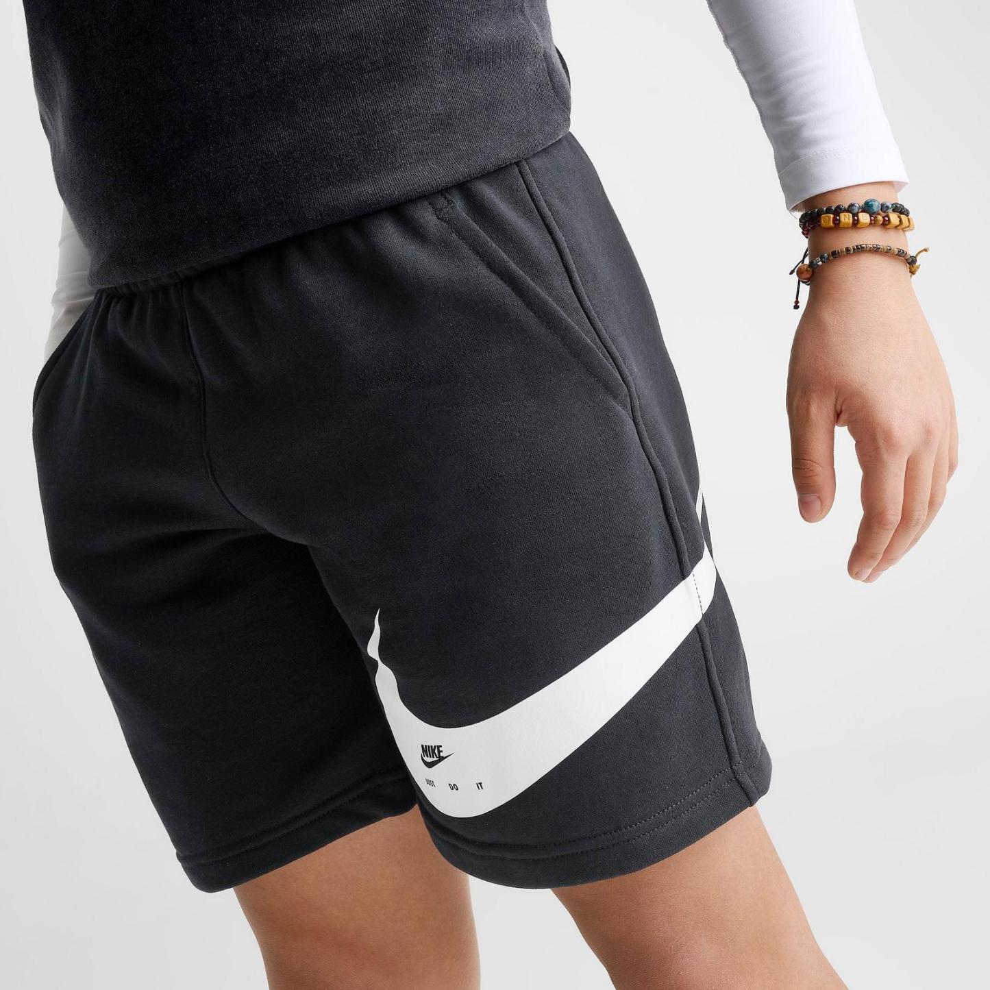 Big Kids' Nike Sportswear Swoosh Club French Terry Shorts - Black/White