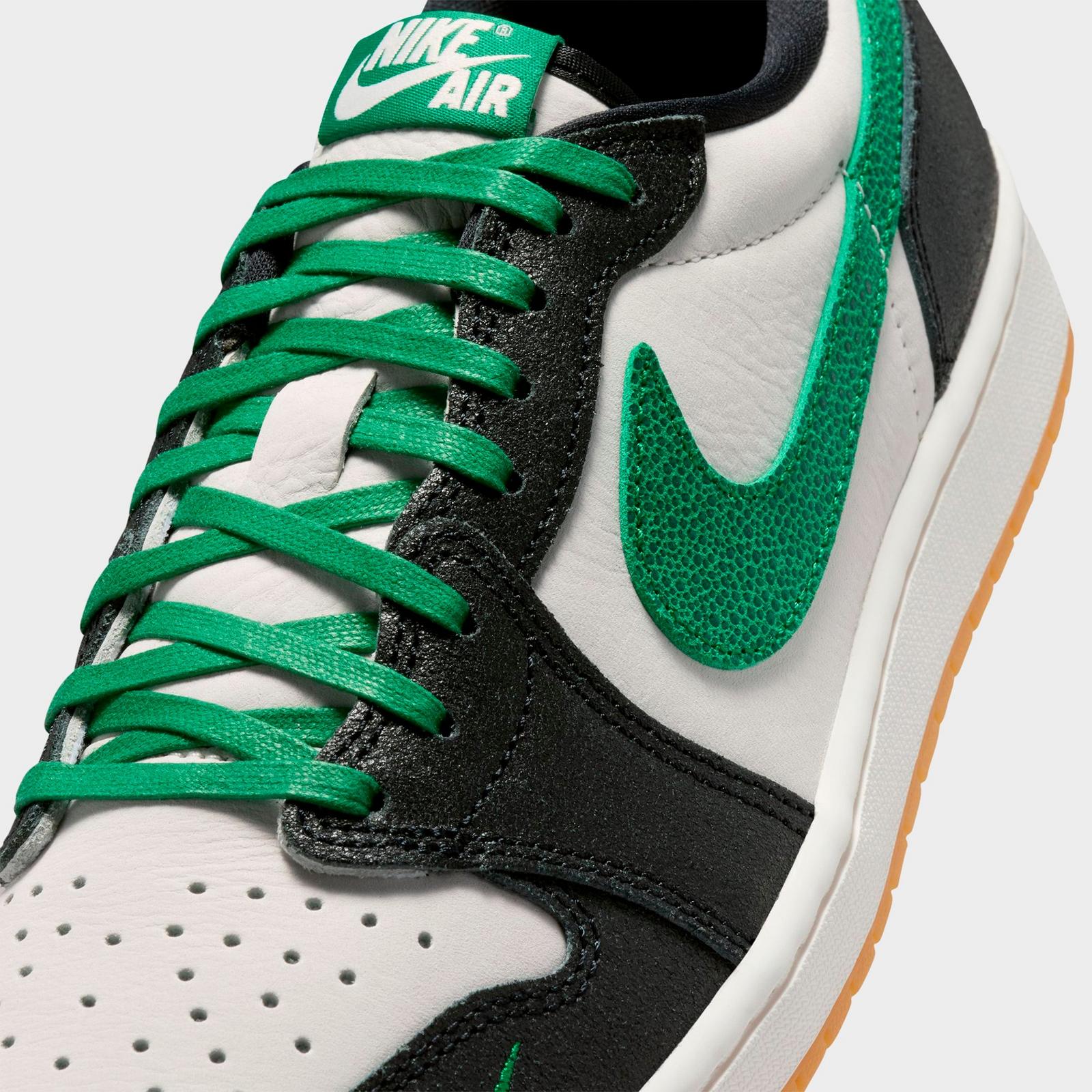 Men's Air Jordan Retro 1 Low OG Casual Shoes - Phantom/Pine Green/Black - view 3