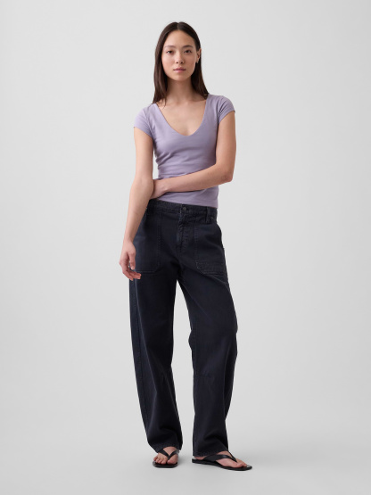 CloseKnit Jersey V-Neck T-Shirt - Dusty mauve purple