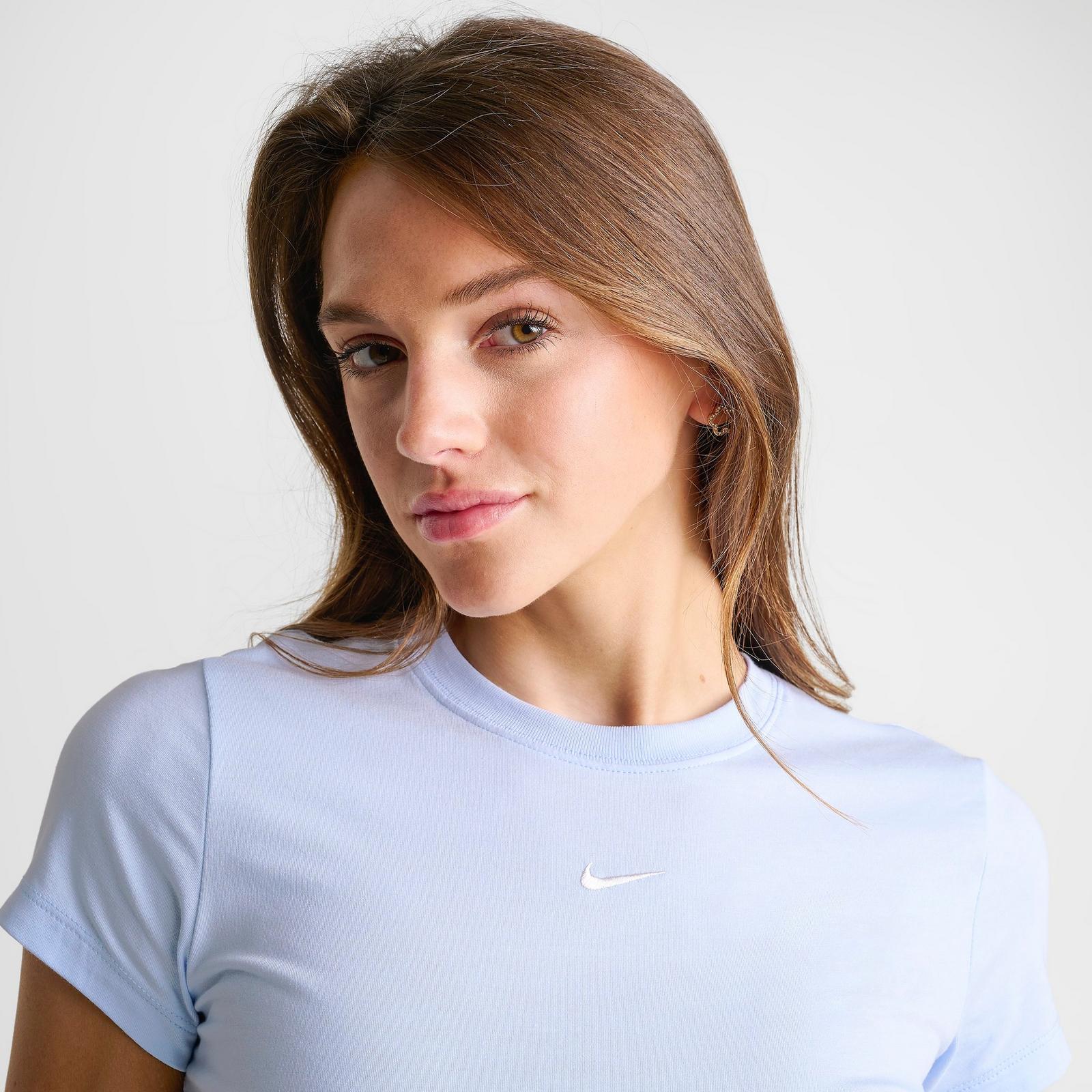 Women's Nike Sportswear Chill Knit Cropped T-Shirt - Hydrogen Blue/Sail