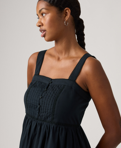 Levi's Premium Women's Mimi Square Neck Tiered Midi Dress - Anthracite Night