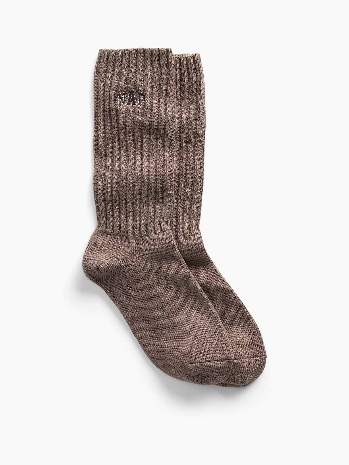 Nap Logo Slouchy Crew Socks - Toasted almond