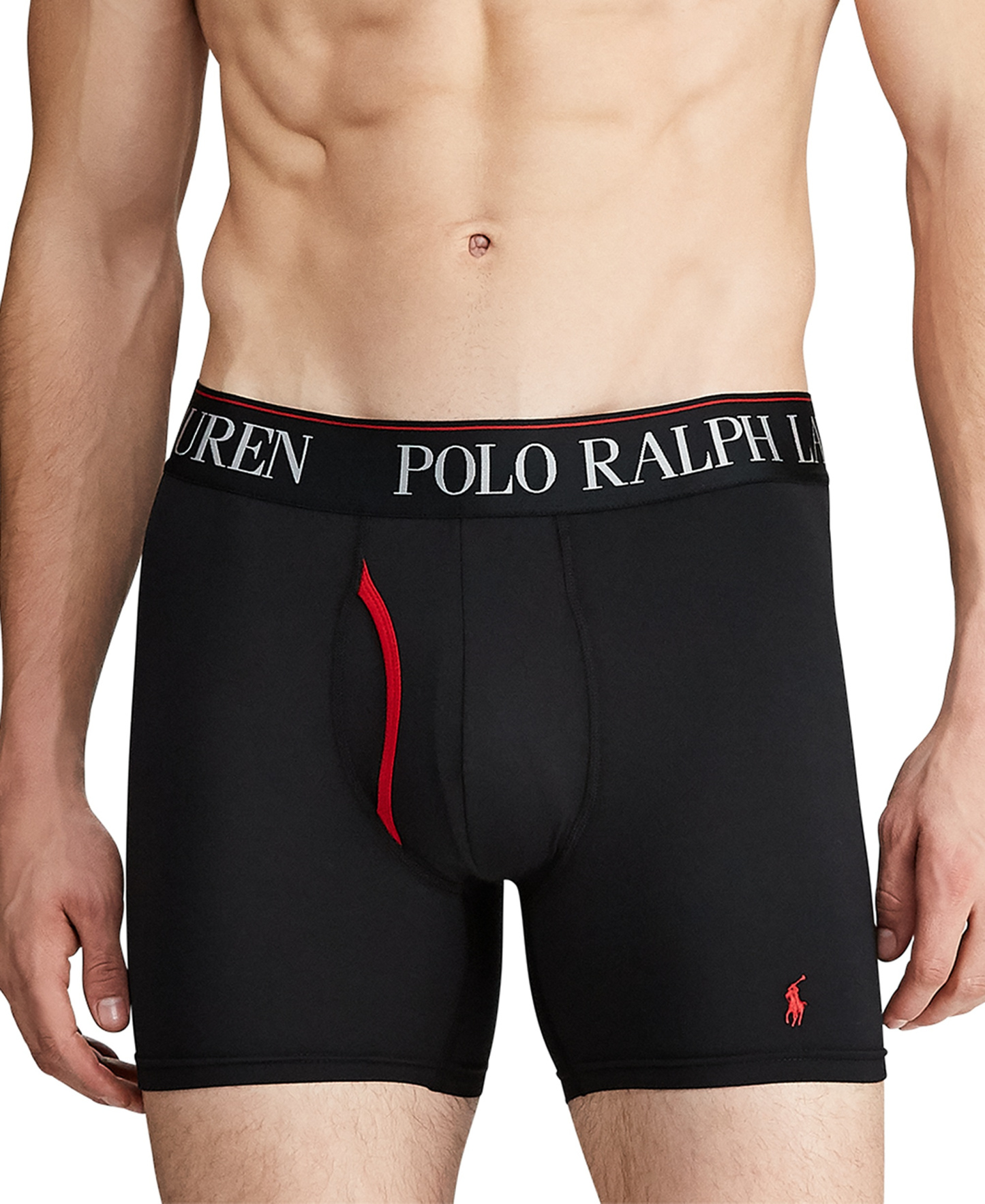 Polo Ralph Lauren Men's 3-Pack 4-D Flex Cool Microfiber Boxer Briefs - Charcoal /Red / Polo Black
