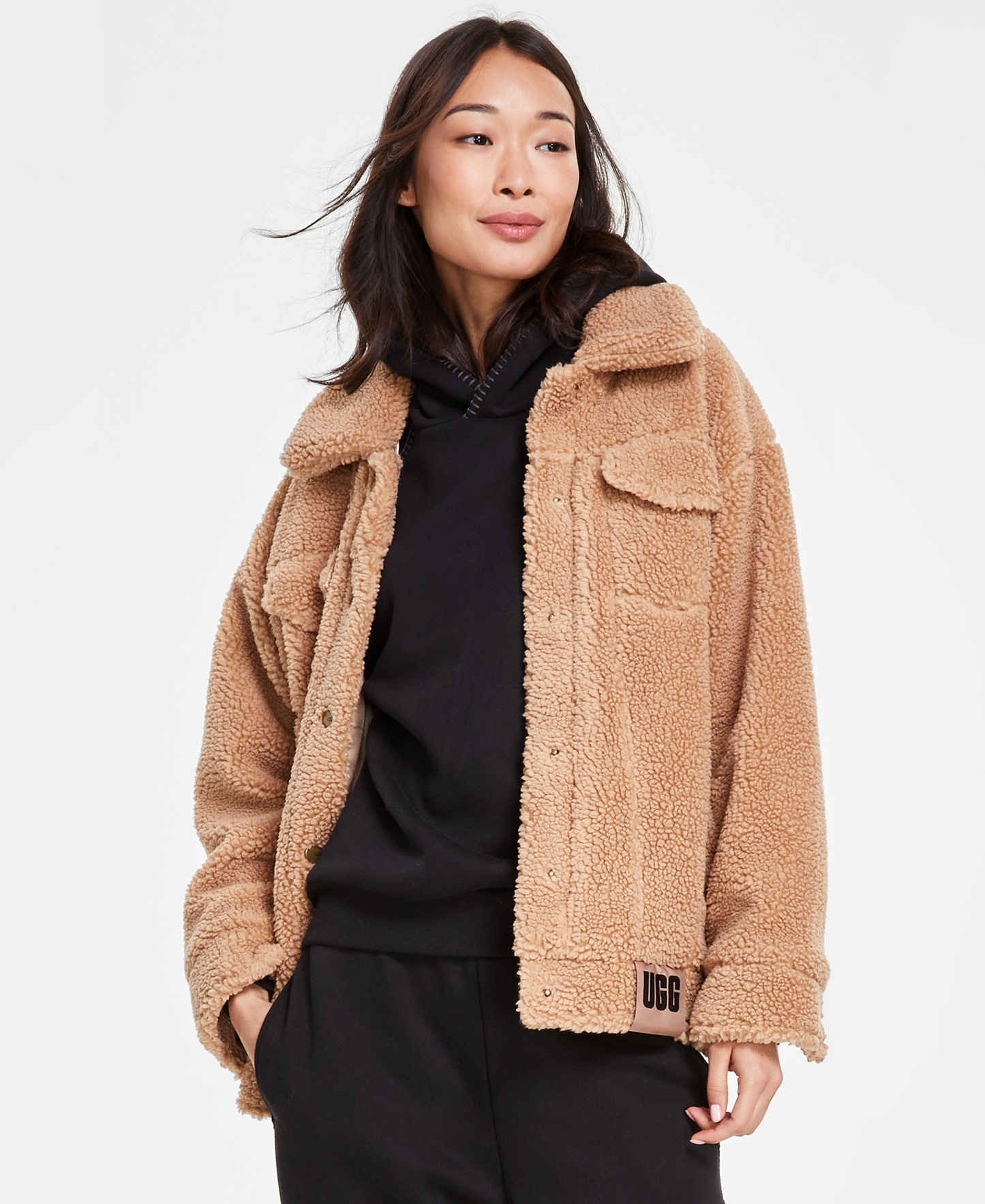 UGG Women's Frankie Sherpa Fleece Trucker Jacket - Camel Brown