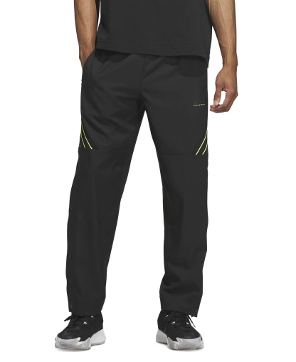 adidas Men's Three-Stripe Woven Snap Pants - Black/Solar Lemon