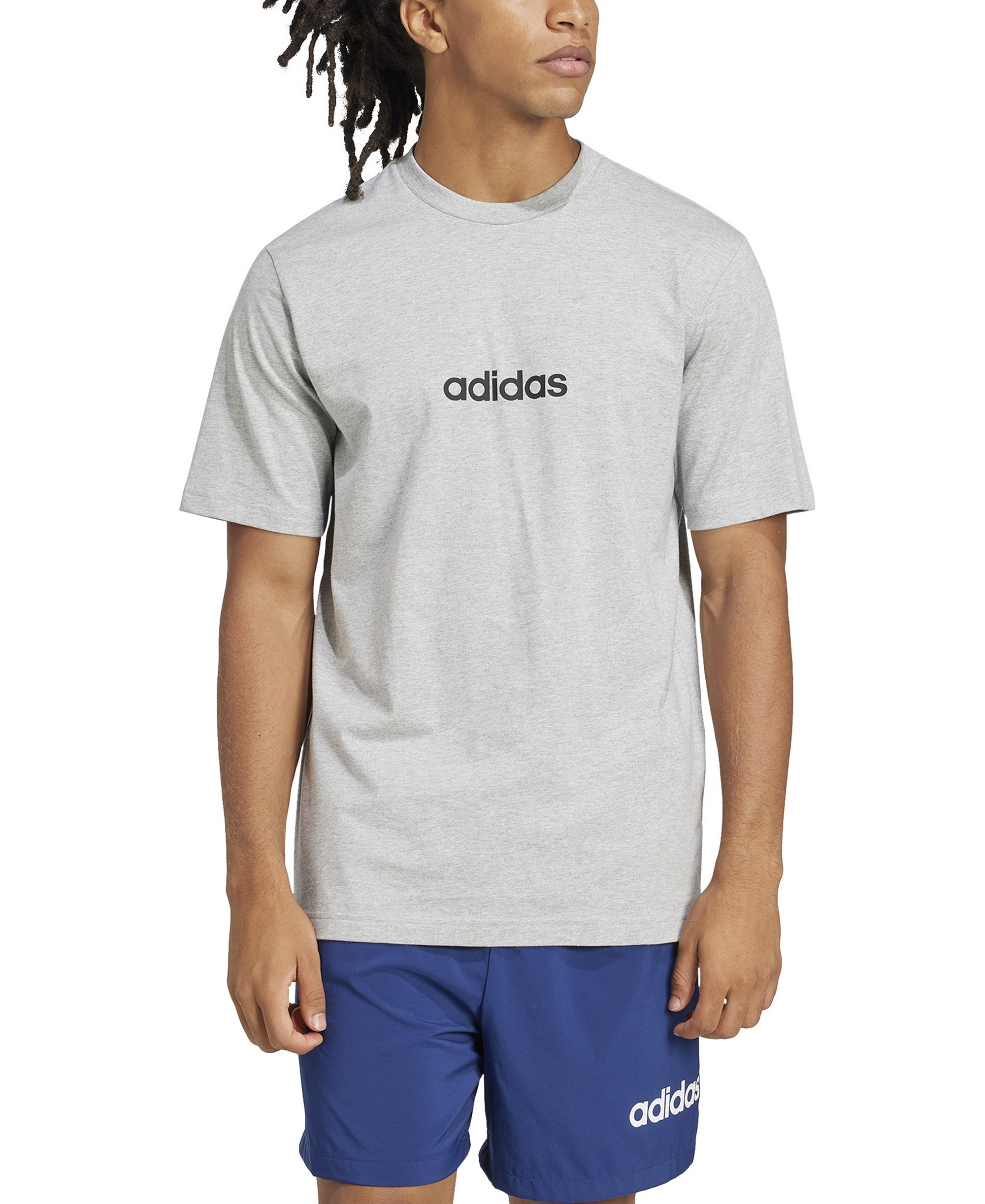adidas Men's Essentials Linear Logo Graphic Regular-Fit T-Shirt - Gray/Black