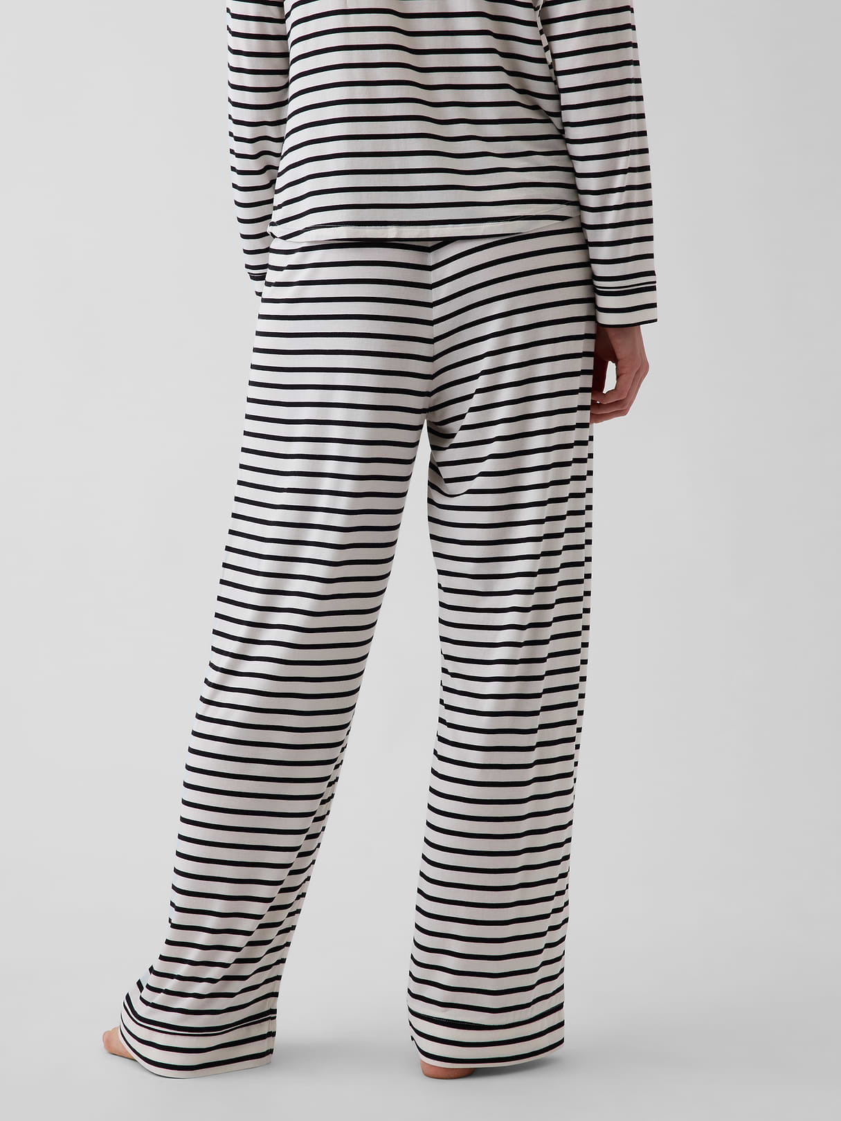 SoftMade Modal PJ Pants - Black & ivory beige stripe