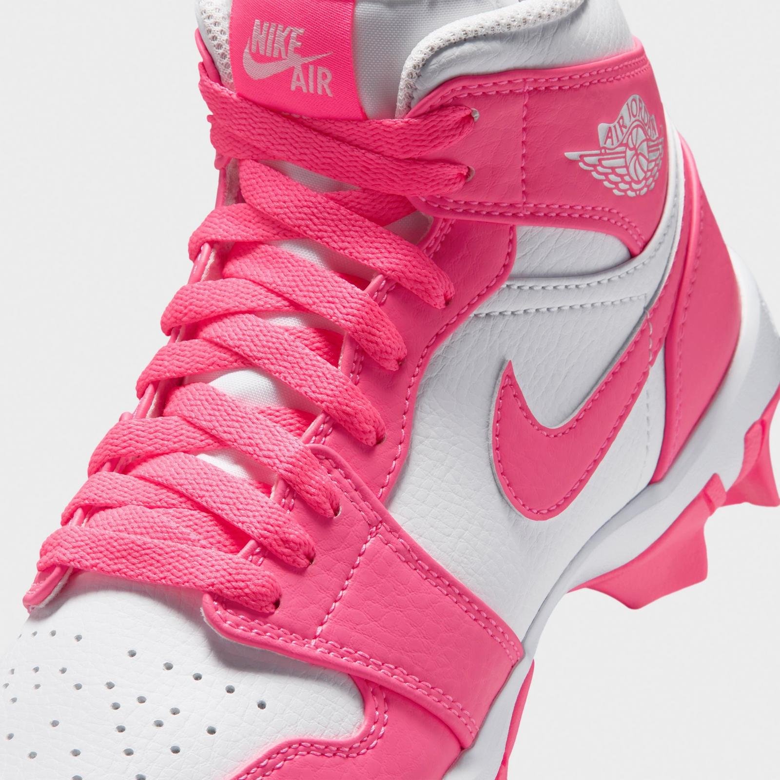 Big Kids' Air Jordan Retro 1 Mid Cleats - White/Digital Pink - view 3