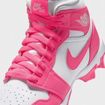 Big Kids' Air Jordan Retro 1 Mid Cleats - White/Digital Pink - view 3