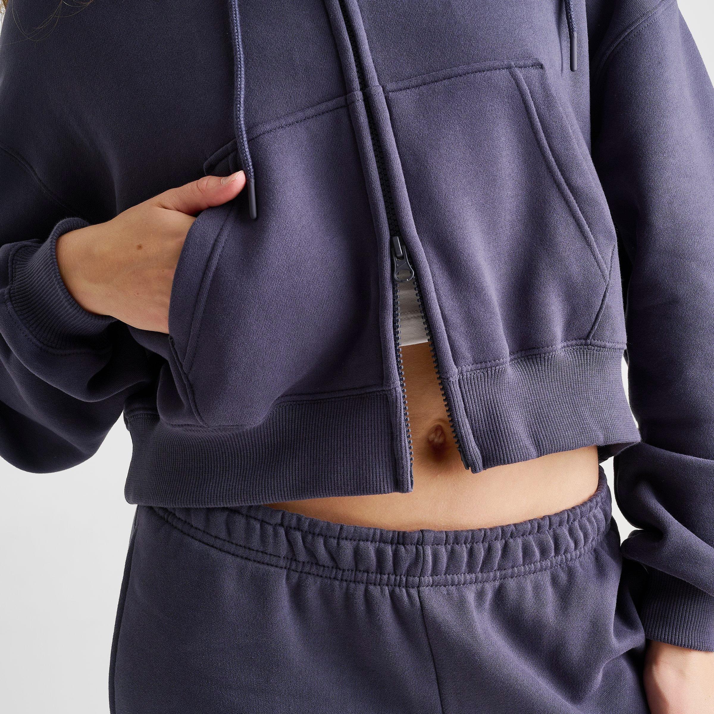 Women's Nithtke Studio Fleece Medium-Weight Oversized Cropped Full-Zip Hoodie - Gridiron/Sail