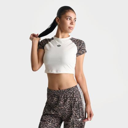 Women's adidas Originals Leopard Raglan Slim T-Shirt - Leopard/Off White