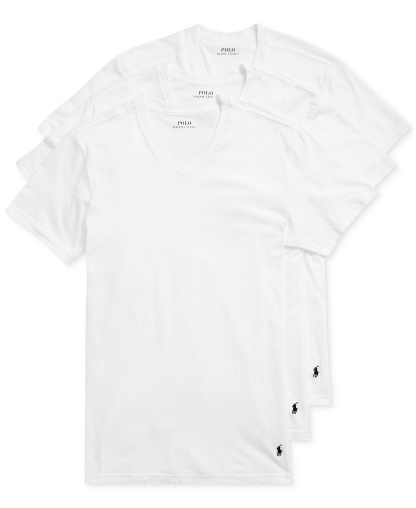 Polo Ralph Lauren Men's 3-Pack V-Neck Classic Undershirts - White