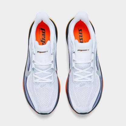 Men's Nithtke Pegasus 42 Running Shoes - Part 2 - White/Lapis/Total Orange/Metallic Silver - Top view