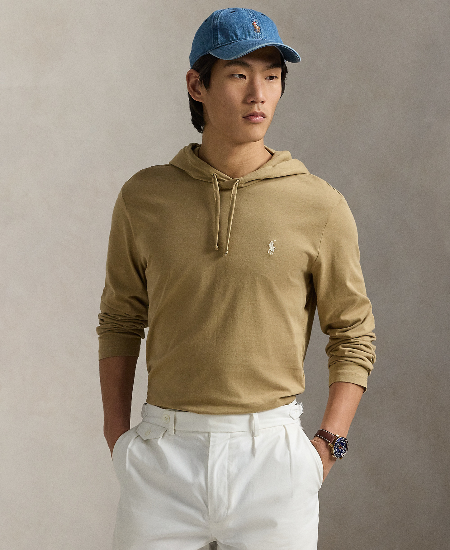 Polo Ralph Lauren Men's Hooded Jersey - Cafe Tan