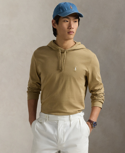 Polo Ralph Lauren Men's Hooded Jersey - Cafe Tan