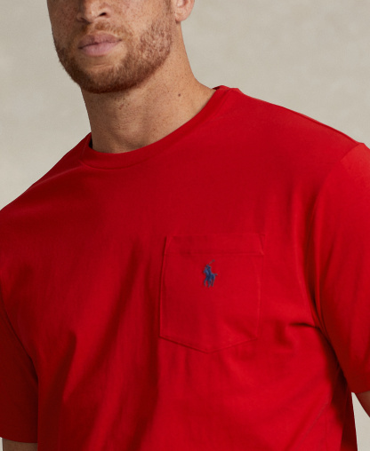 Polo Ralph Lauren Men's Big & Tall Crew-Neck Pocket T-Shirt - Red/Black