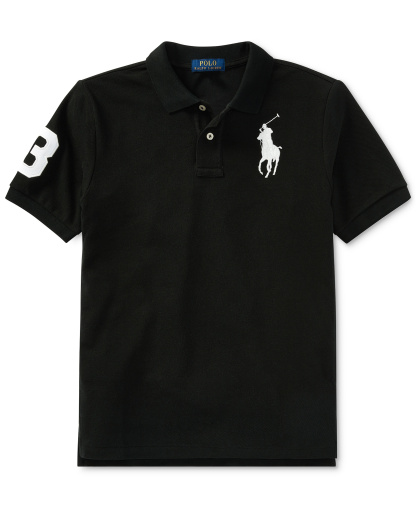 Polo Ralph Lauren Boys' 8-20 Big Pony Cotton Mesh Short-Sleeve Polo Shirt - Polo Black/White