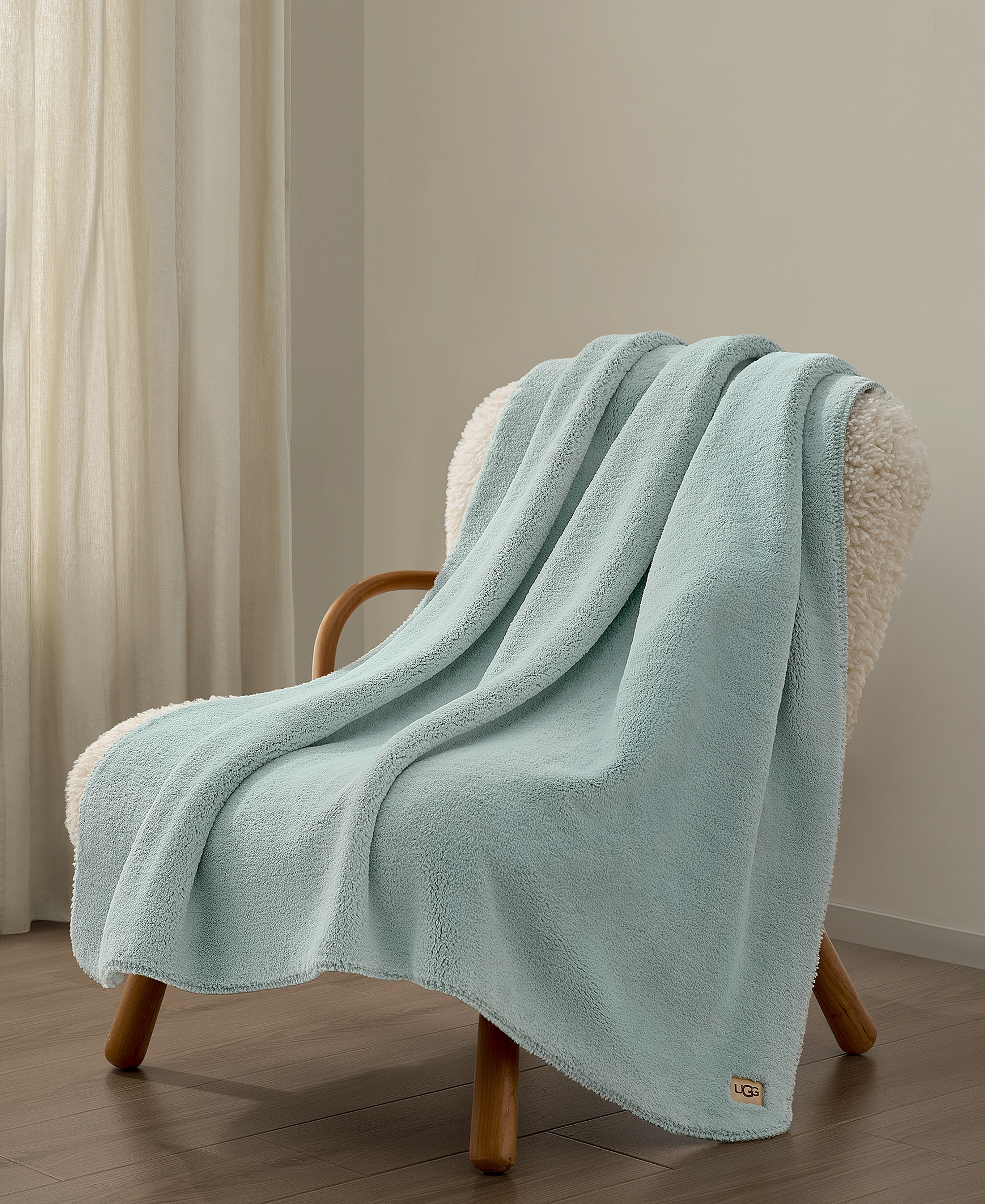 UGG® Saige Plush Throw, 50" x 70" - Sky Grey