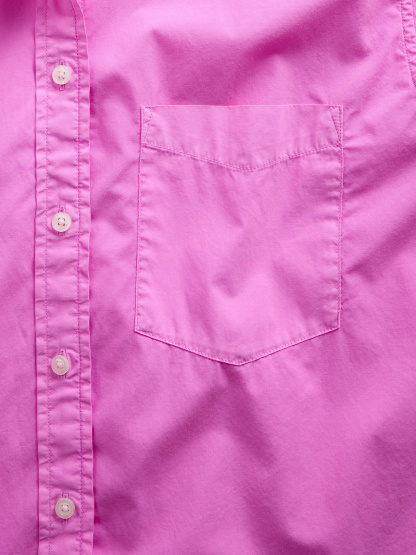 Organic Cotton Poplin Stripe Big Shirt - Neon pink glow