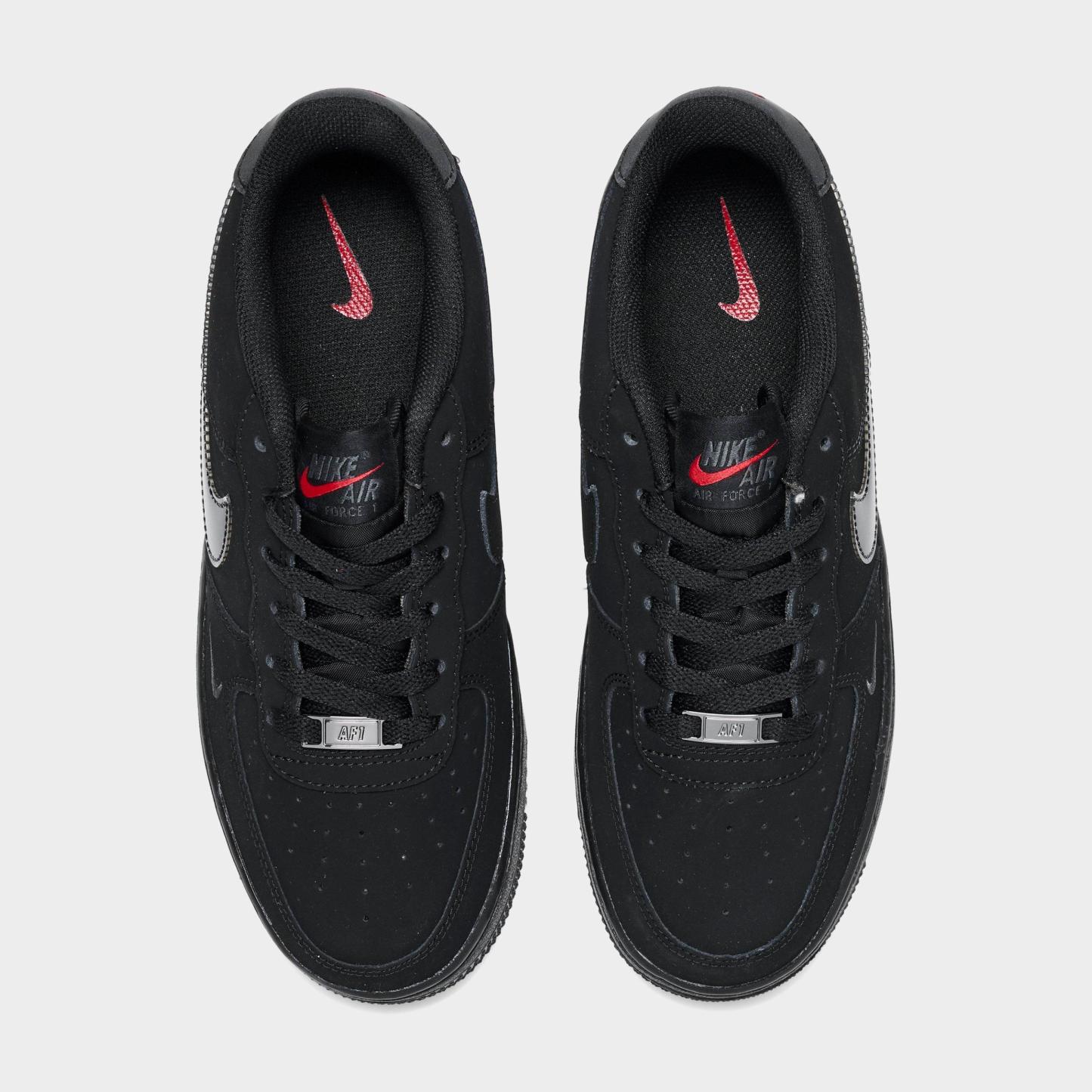 Big Kids' Nithtke Air Force 1 Low Casual Shoes - Black/Dark Smoke - Top view