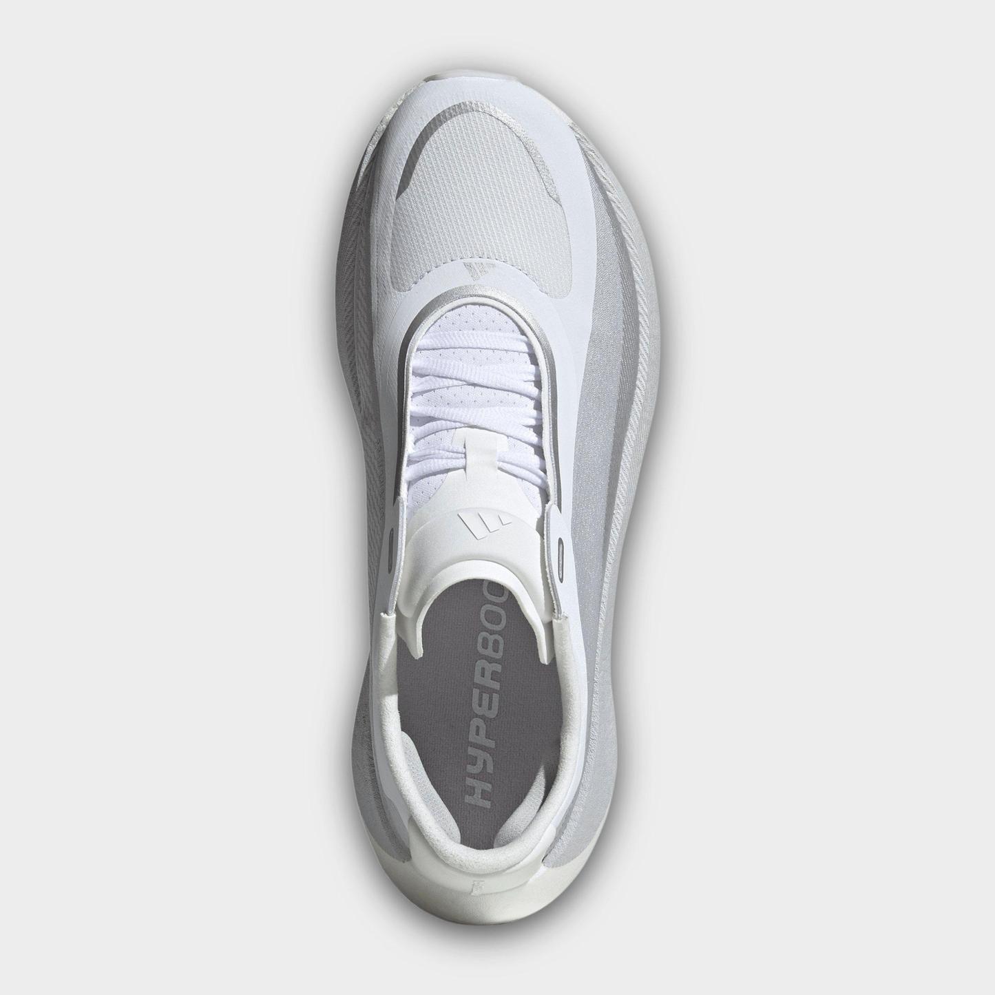 Men's adidas Hyperboost Edge Running Shoes - Part 2 - Cloud White/Light Solid Grey/Silver Metallic - Top view