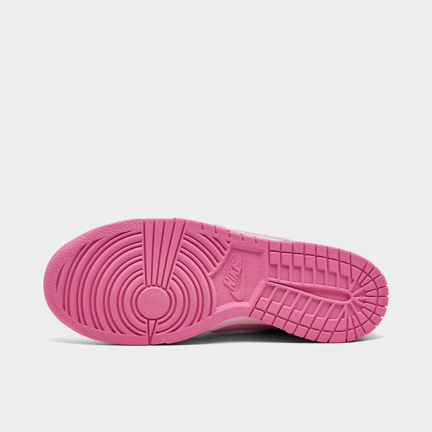 Big Kids' Nithtke Dunk Low Casual Shoes - Part 1 - Pink Rise/Pink Foam/White/Playful Pink - Bottom view