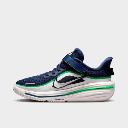 Little Kids' Nithtke Winflo 12 Road Running Shoes - Midnight Navy/Green Spark/Summit White - Left shoe facing left. Outside of the shoe.