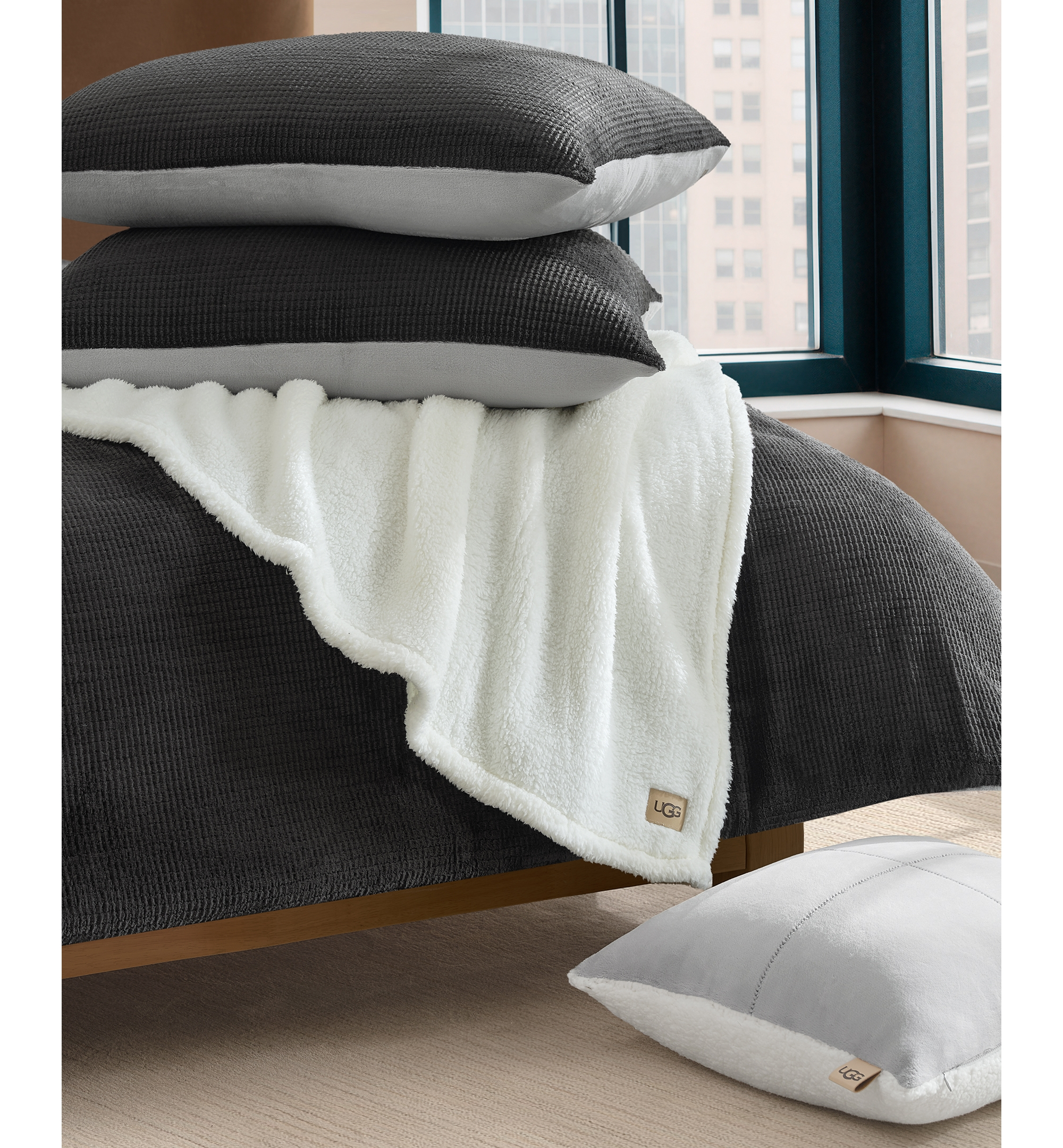 UGG® Brody Reversible Comforter Sets - Charcoal
